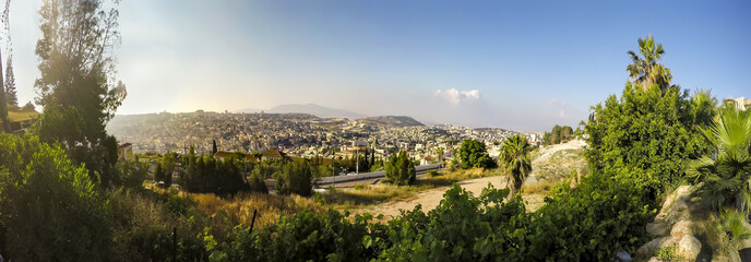 Panorama of Nazareth with Basilica of Annunciation - Israel - obrazy, fototapety, plakaty