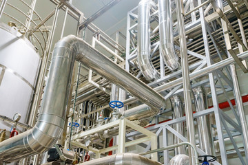 Industrial zone, Steel pipelines, valves and ladders