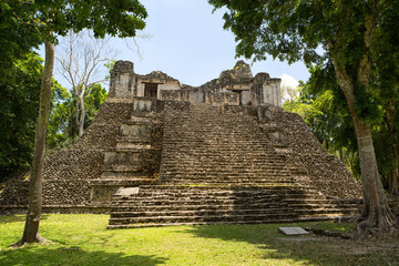 pyramid building at the less visited Maya archeological site of Dzibanche Mexico