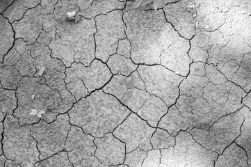dry crack soil black and white