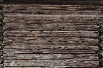 Fototapeta premium Old barn wooden wall outside in moonlight