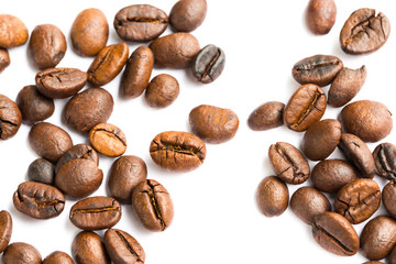 Coffee beans stripes isolated in white background	