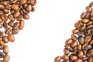 Coffee beans stripes isolated in white background	