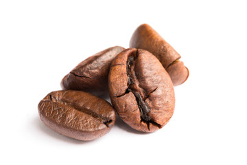 Coffee beans stripes isolated in white background	