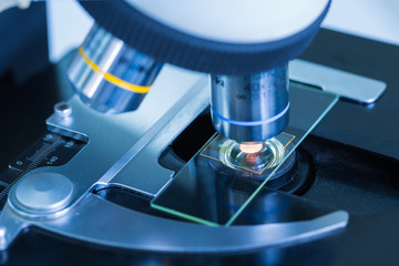 Close up of microscope at the blood laboratory