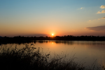 sunset on the lake.
