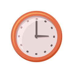 Classic round wall clock with arrows icon. Office chronometer isolated vector illustration in flat style