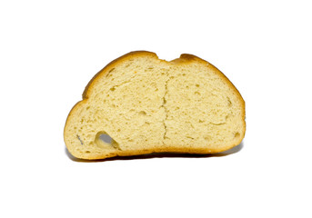 slice of wheat bread isolated on white background. food, object.