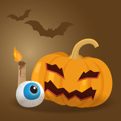 Cartoon halloween pumpkin, vector illustration.