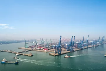 Rolgordijnen Poort luchtfoto van de haven van Tianjin