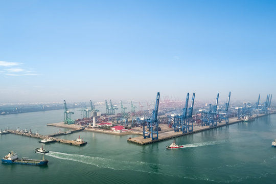 aerial view of tianjin port