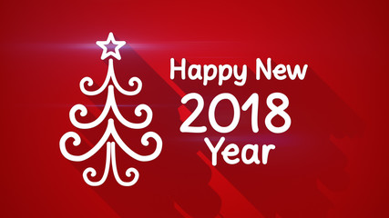 Fototapeta na wymiar Happy new year 2018 greeting with long shadows