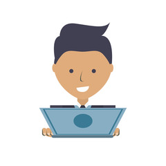 colorful businessman  with laptop  over  white background  vector illustration