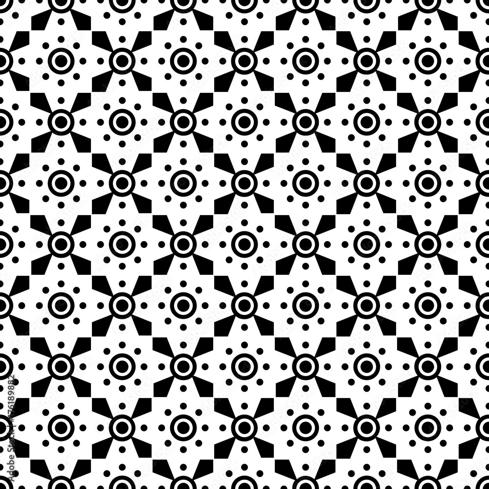 Aufkleber abstract geometric seamless pattern. black and white style pattern with circle and rhombus