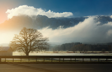 Beautiful scenic landscape in winter, Switzerland, Europe, travel