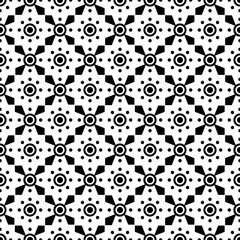 Abstract geometric seamless pattern. Black and white style pattern with circle and rhombus