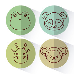 cute animals icon set over colorful circles and white background colorful design vector illustration