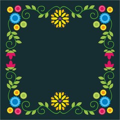 floral border decoration flower card greeting empty vector illustration