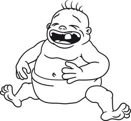 weinen flennen unglücklich traurig schreien nerven fett dick sitzend klein süß niedlich windel kind baby comic cartoon