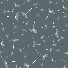 Dandelion seamless pattern. Floral pattern of dandelions. Seamless simple background with flying dandelion