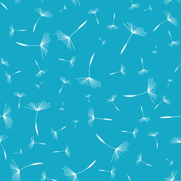 Dandelion seamless pattern. Floral pattern of dandelions. Seamless simple background with flying dandelion