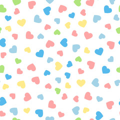 Hearts seamless pattern in pastel colors. Good for textile and paper print, card, poster, another design. Cute Saint Valentine Day vector illustration, easy to recolor