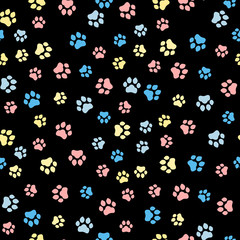 Naklejka na ściany i meble Paw print seamless. Traces of Cat Textile Pattern. Cat footprint seamless pattern. Vector seamless