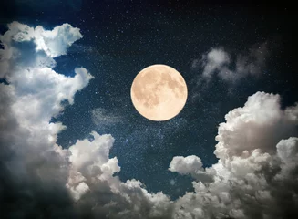 Keuken foto achterwand Nacht volle maan aan de nachtelijke hemel