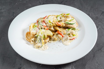 meat with roasted vegetables