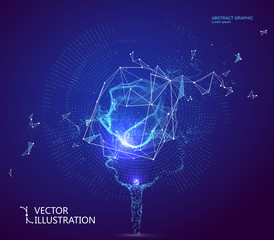 Lines connected to Science fiction scene, symbolizing the meaning of artificial intelligence.