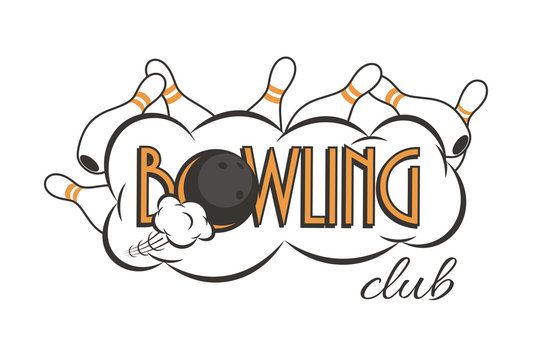 Vector bowling club logo. Bowling strike with Bowling club text.