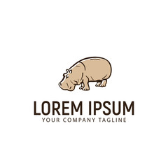 hippotamus hand drawn logo design concept template
