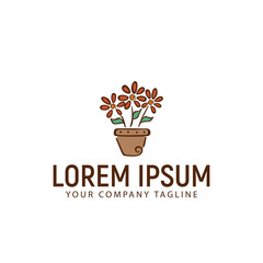 flower and vase hand drawn Logo design concept template
