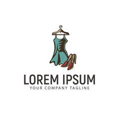 clothes and shoes hand drawn logo design concept template