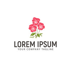 flower hand drawn logo design concept template
