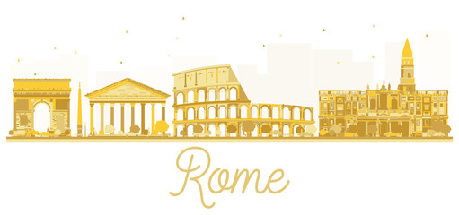 Naklejka premium Rome City skyline golden silhouette.