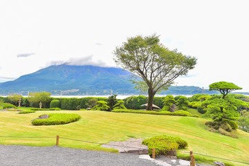 View of Sakurajima Island From Senganen Garden