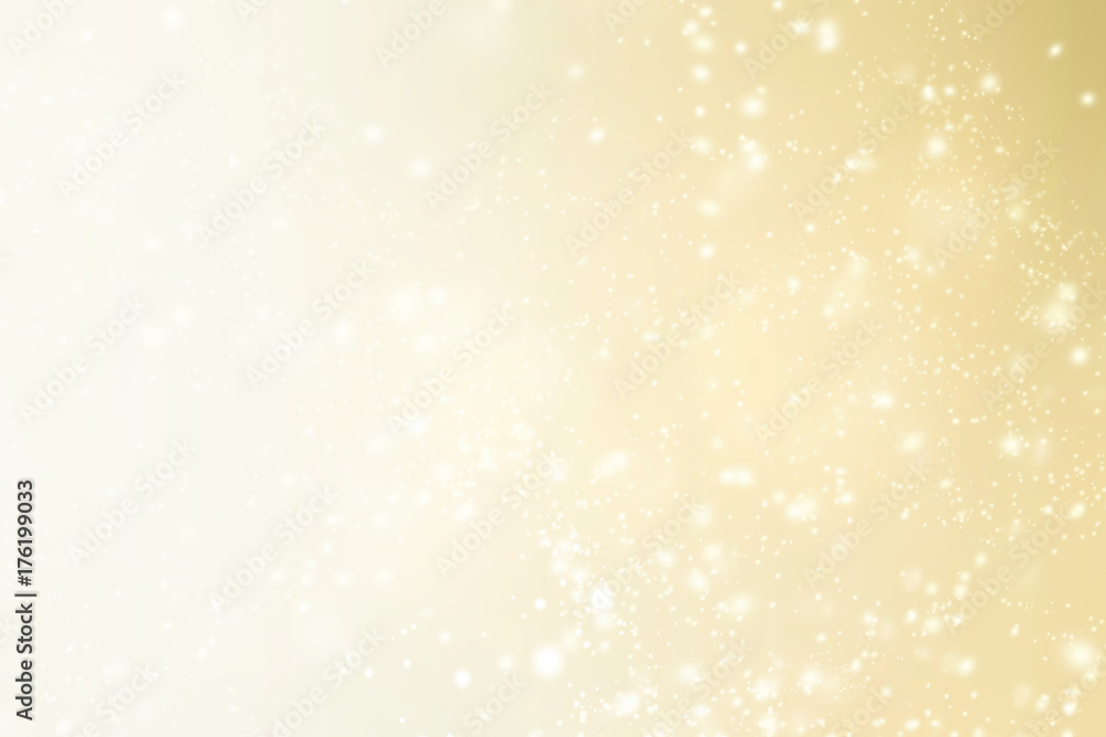 Sticker elegant christmas background with sparkling bokeh, snowflakes and copy place for text. abstract gold