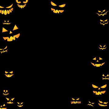 Halloween scary faces in the darkness vector illustration 