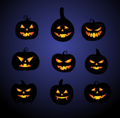 Halloween pumpkins icon set vector
