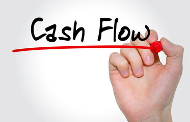 Hand writing inscription Cash Flow with marker, concept