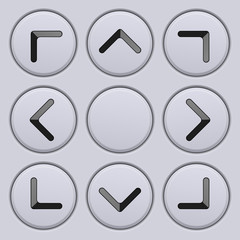 Round keypad buttons with black arrows
