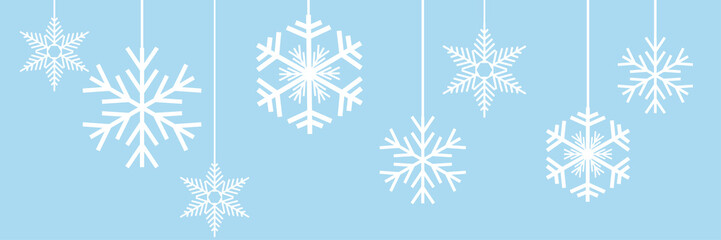 Vector banner,  blue winter background with ice and snow