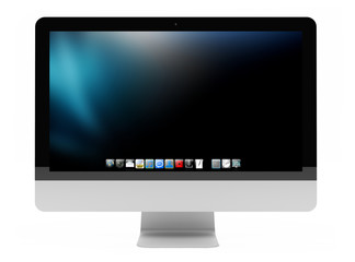 Modern computer screen on white background 3D rendering