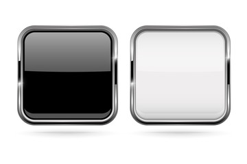 Black and white square buttons