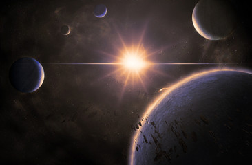 Space. Sci fi. A stars, planets, nebulas.