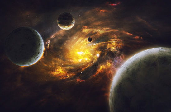 Fototapeta Space. Sci fi. A stars, planets, nebulas.