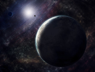 Fototapeta na wymiar Space. Sci fi. A stars, planets, nebulas.