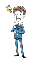 ビジネスマン：アイデア、思いつく