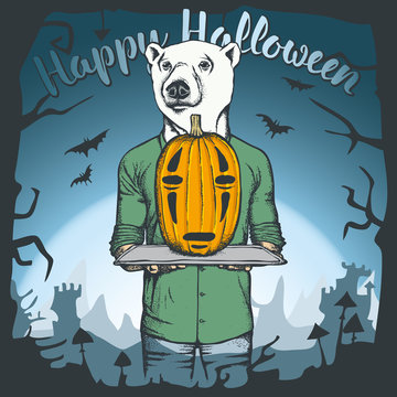 Vector illustration of Halloween bear concept